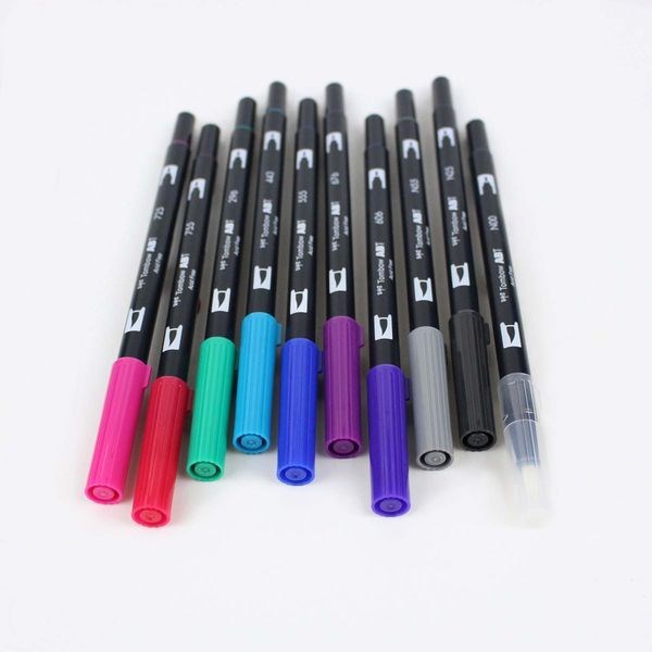 アメリカのヒット商品トンボ鉛筆水性マーカー DUAL BRUSH AB-T10色セット ギャラクシーAB-T10CGA本格グラフィックマーカーギャラクシーセット
