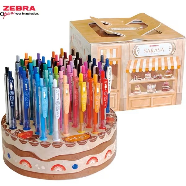 【限定商品】ゼブラ　サラサクリップ　SARASA CLIP　0.5ｍｍ　48本　ケーキ型ペン立てセット　JJ15-48-CAKE　ジェルボールペン