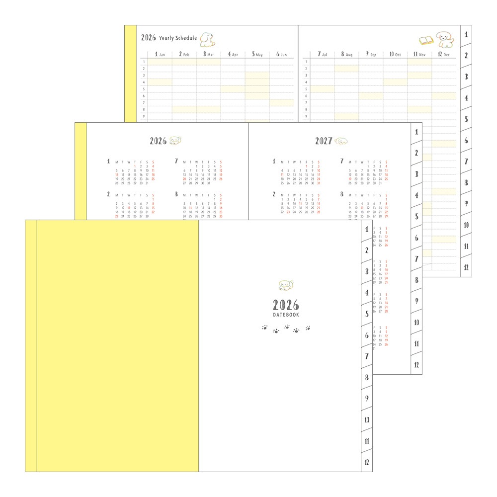 【2026年1月始まり】デザインフィル　ミドリ　ポケットダイアリー<B6> イヌ柄　22372006