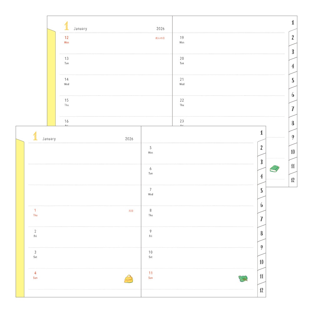 【2026年1月始まり】デザインフィル　ミドリ　ポケットダイアリー<A6> イヌ柄　22366006