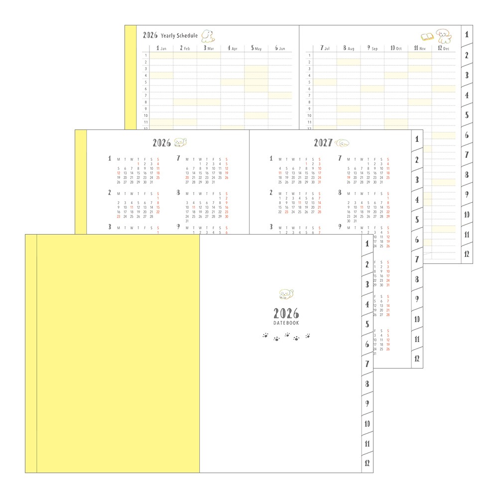 【2026年1月始まり】デザインフィル　ミドリ　ポケットダイアリー<A6> イヌ柄　22366006