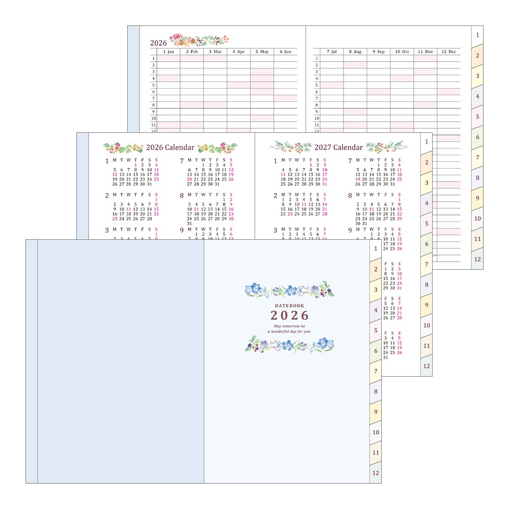【2026年1月始まり】デザインフィル　ミドリ　ポケットダイアリー<A6> カントリータイム 花柄　22368006