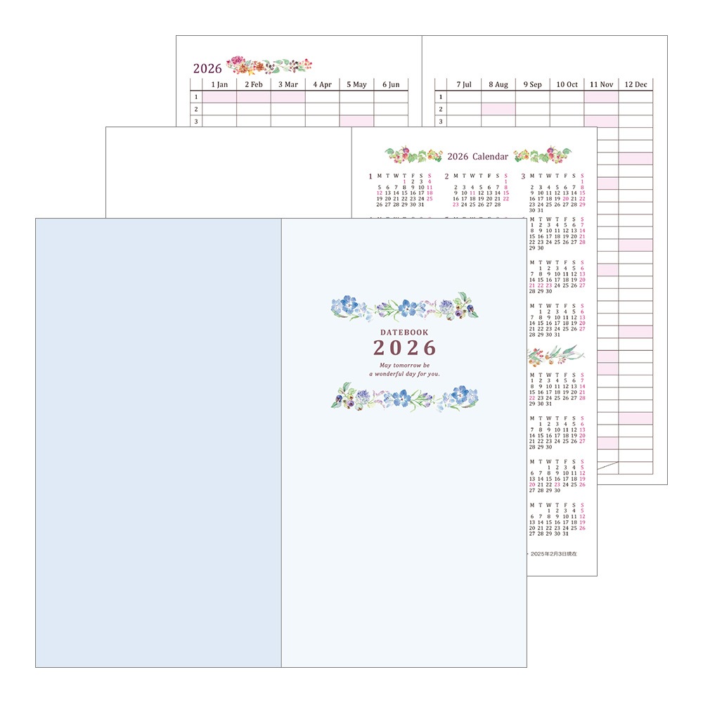 【2026年1月始まり】デザインフィル　ミドリ　ポケットダイアリー<スリム> カントリータイム 花柄　22363006