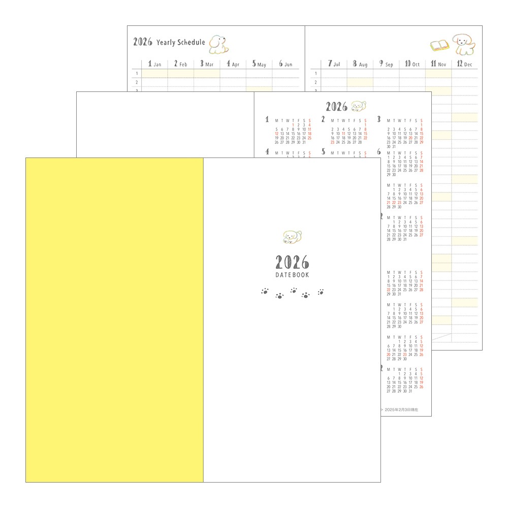 【2026年1月始まり】デザインフィル　ミドリ　ポケットダイアリー　ポケットダイアリー<スリム> イヌ柄　22361006