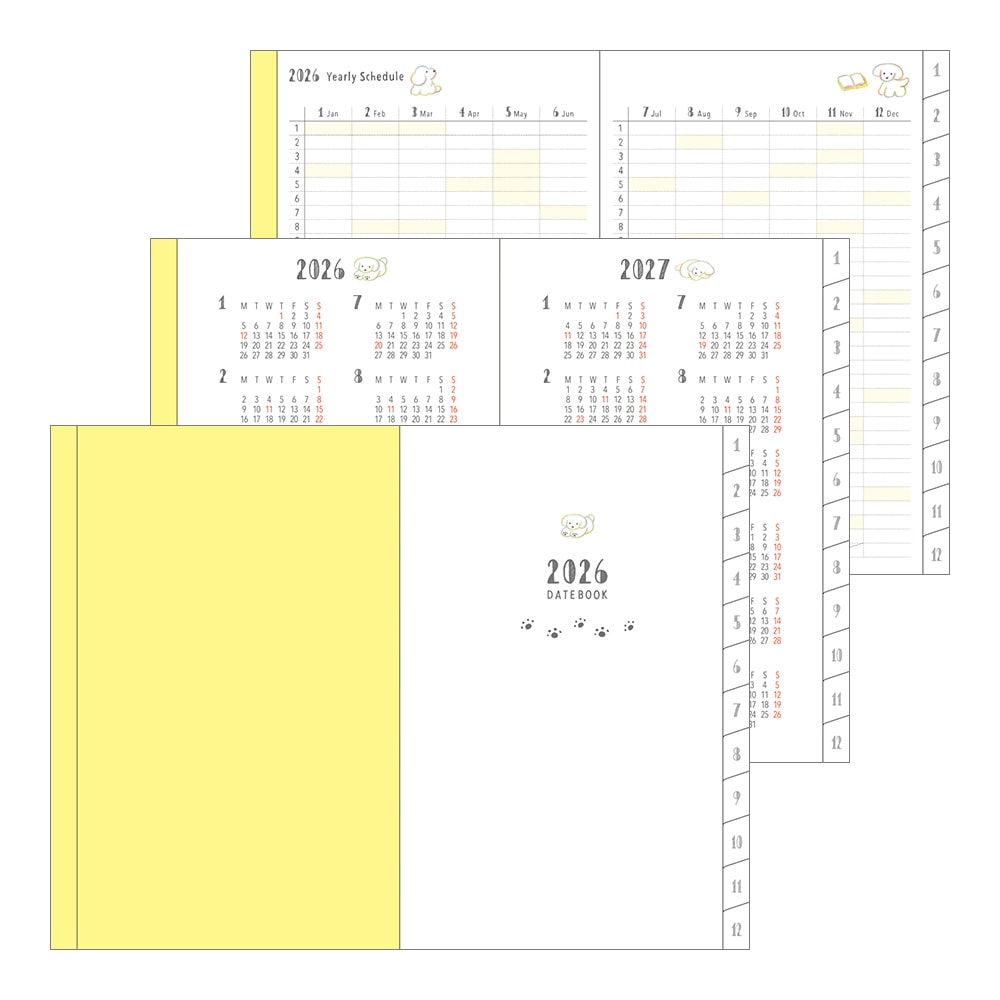 【2026年1月始まり】デザインフィル　ミドリ　ポケットダイアリー　ポケットダイアリー<ミニ> イヌ柄 22356006