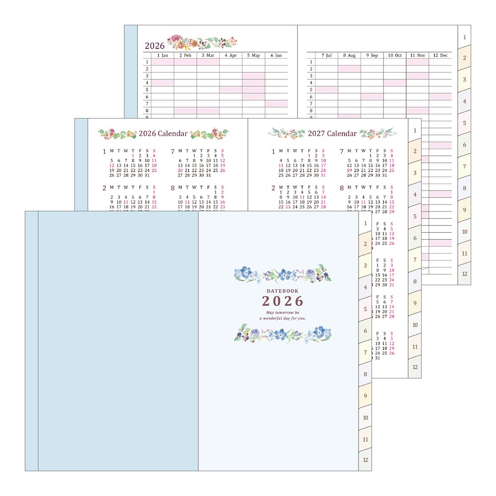 【2026年1月始まり】デザインフィル　ミドリ　ポケットダイアリー<ミニ> カントリータイム 花柄　22358006