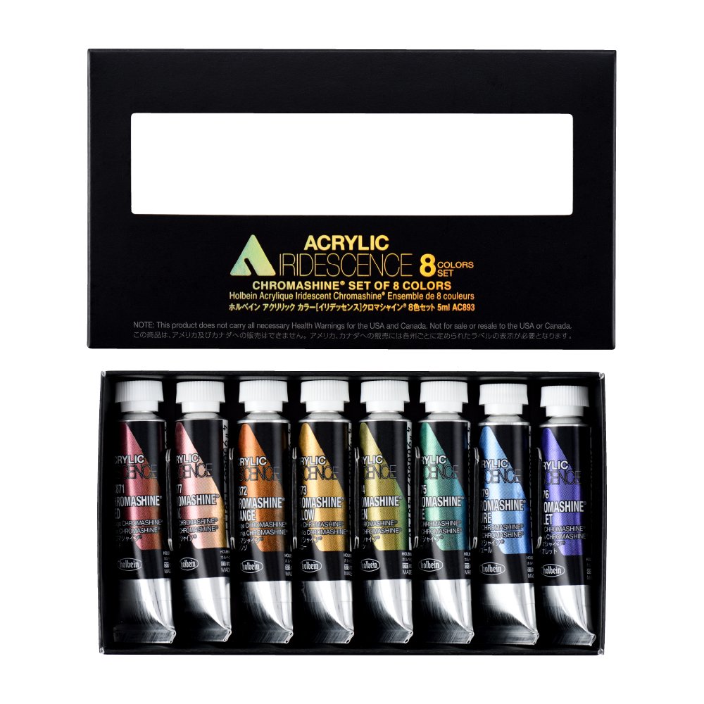 ホルベイン・アクリリック カラー［イリデッセンス］ 5ml AC893 クロマシャイン(R) 8色セット