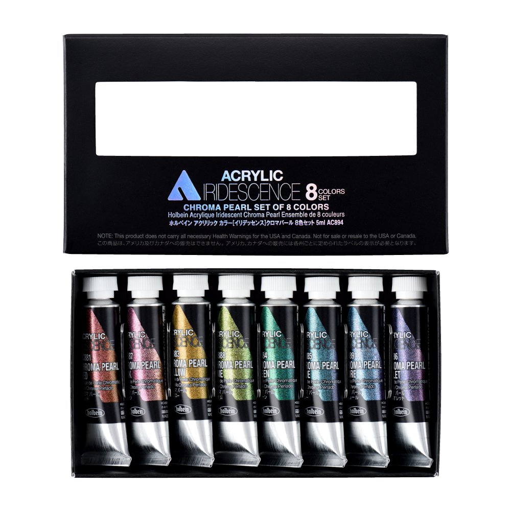 ホルベイン・アクリリック カラー［イリデッセンス］ 5ml AC894 クロマパール 8色セット