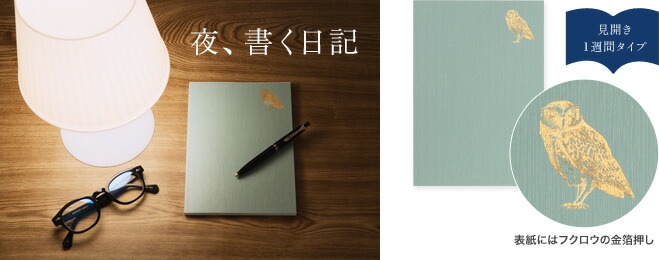 夜に書くおやすみ日記ミドリ日記 おやすみA12870-006日記人気のモチーフ