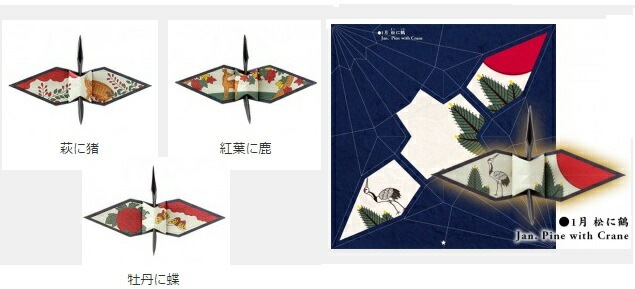 トーヨー折り紙折り札15ｃｍ×15ｃｍ花札デザイン48枚入り