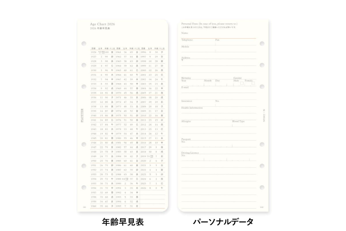 【2026年度版リフィル】 PLOTTER プロッター 002 リフィル 2026年版 週間レフト式 ナローサイズ 77718175 777-18175 2026年度版 システム手帳 リフィル 【数量限定】