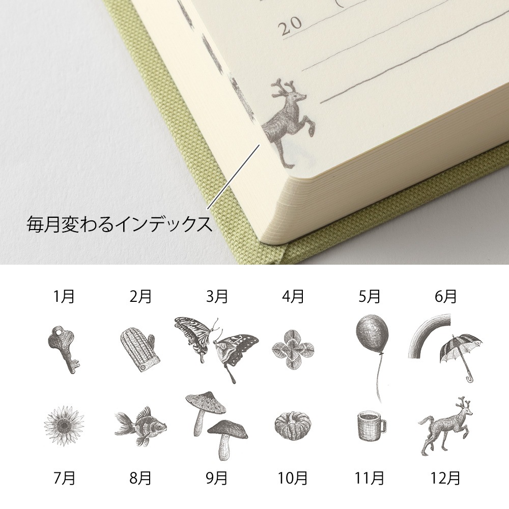 デザインフィルミドリ　日記 5年連用 扉 ミニ 薄緑