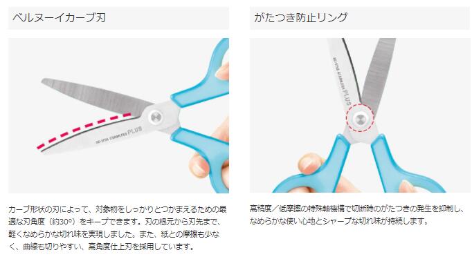 プラス　はさみ　フィットカットカーブチタンコート　50万回以上の切れ味＆サビにくい
