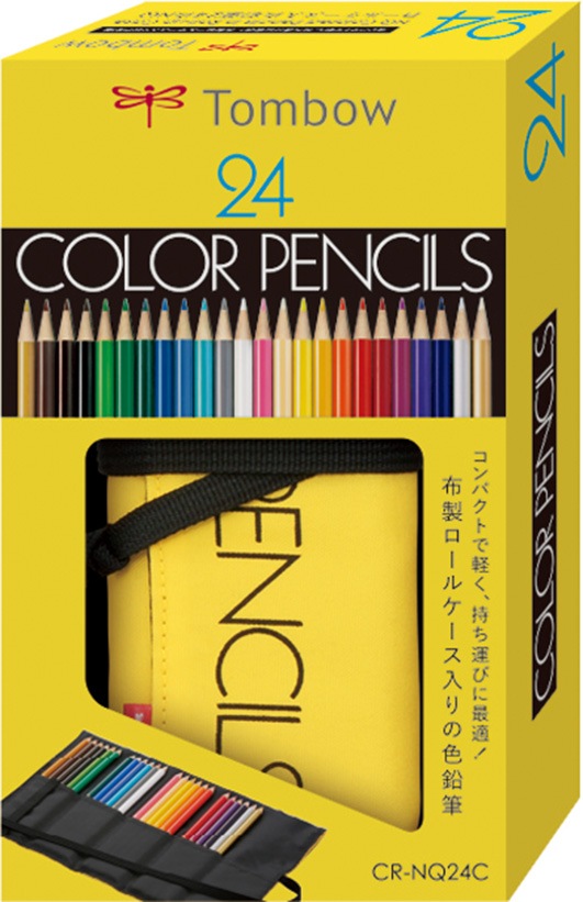 布製ロールケース入 トンボロールケース入色鉛筆 NQ 24色セット CR-NQ24C 【旅行先・ハイキング・カルチャースクールにオススメ】