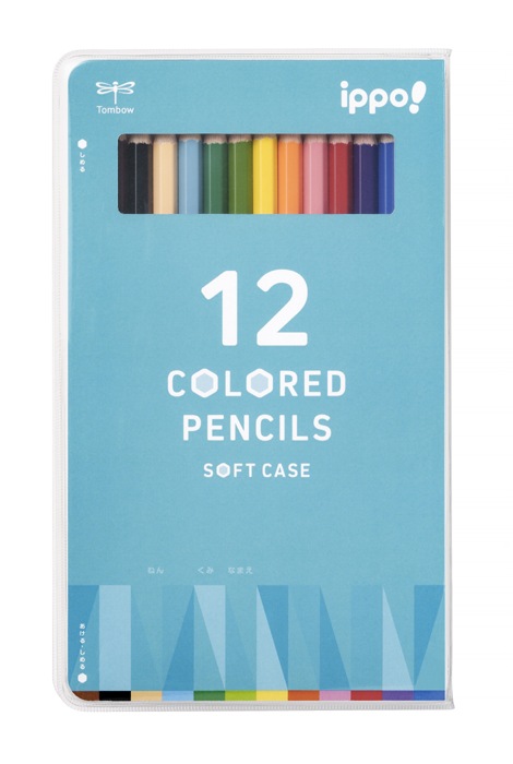 【金箔押し鉛筆名入れ無料】トンボ鉛筆 ippo! ソフトケース入色鉛筆　12色セット　CY-KC0112C