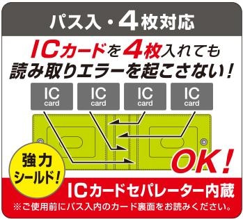 合皮製パス入れダブルICカードセパレーター内蔵