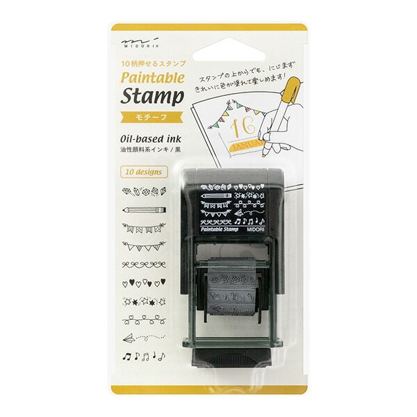 とちぎ文具博人気商品回転して柄を選べるミドリスタンプ 回転印 モチーフ柄35382-006手帳やノートをかわいくデコレーションスタンプ