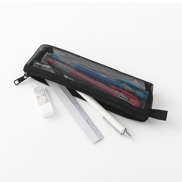 軽くて中身が見やすいミドリメッシュペンケース 黒A41828-006メッシュペンケース数量限定