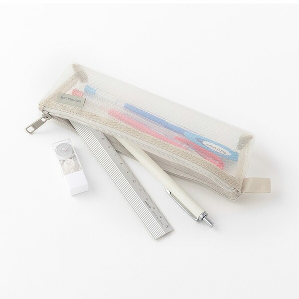 軽くて中身が見やすいミドリメッシュペンケース グレーA41829-006メッシュペンケース数量限定