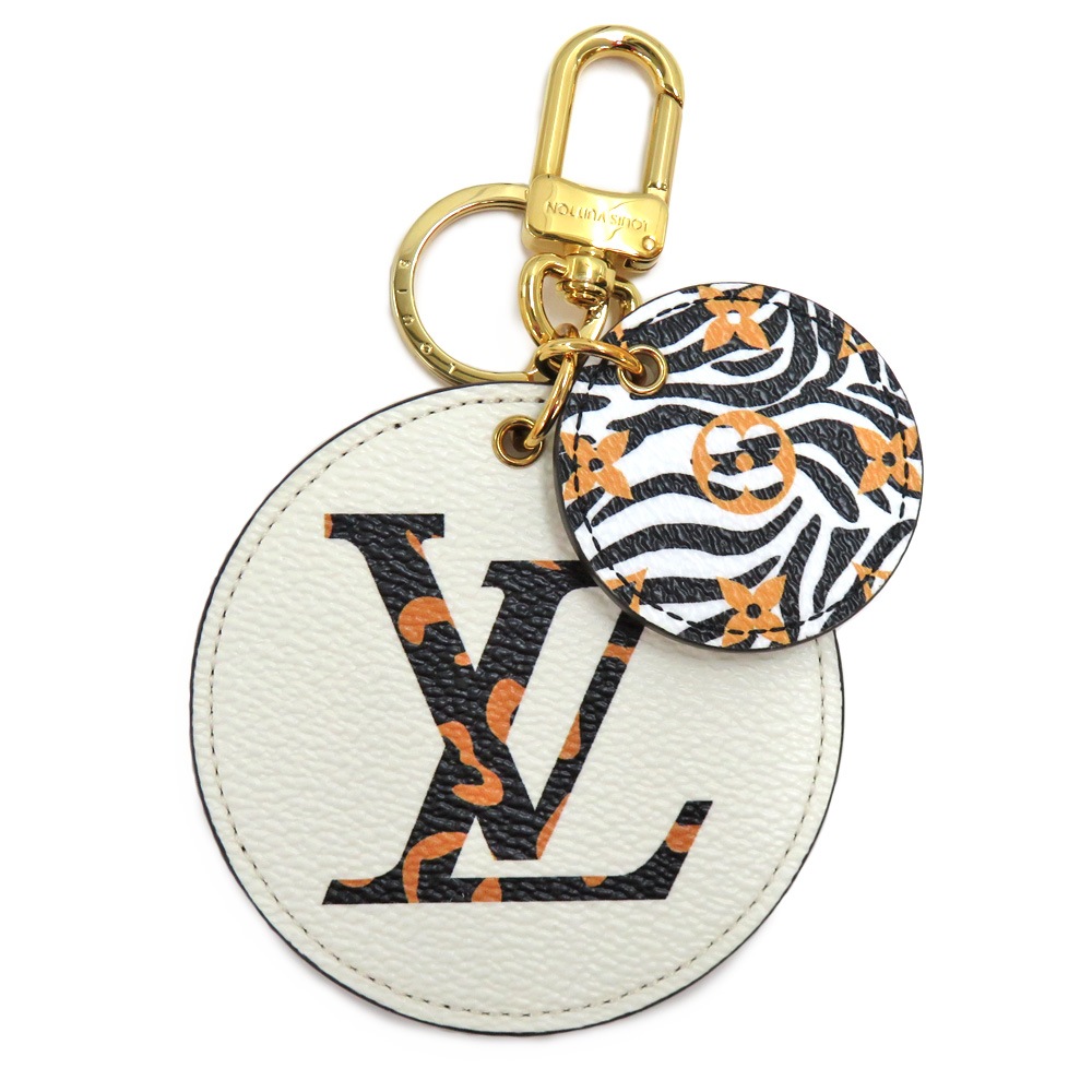 【名古屋】【LOUIS VUITTON】ルイヴィトン ポルトクレ・イリュストレ M68470 ジャイアント モノグラム ジャングル アイボリー ブラウン ブラック ゼブラ柄 バッグチャーム キーホルダー キーリング 小物 レディース メンズ【中古】