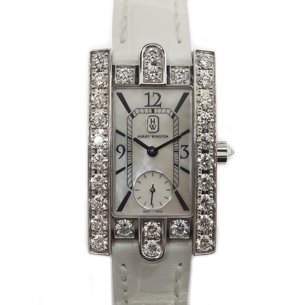【天白】【還元セール】【HARRY WINSTON】ハリーウィンストン アヴェニュー クラシック ダイヤ シェル文字盤 AVEQHM21WW025 クオーツ 腕時計 レディース【中古】