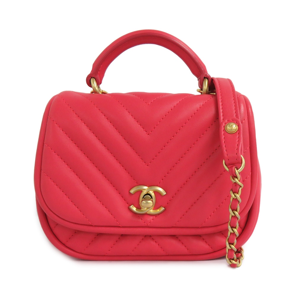 名古屋】【CHANEL】シャネル シェブロン Vステッチ ラウンド