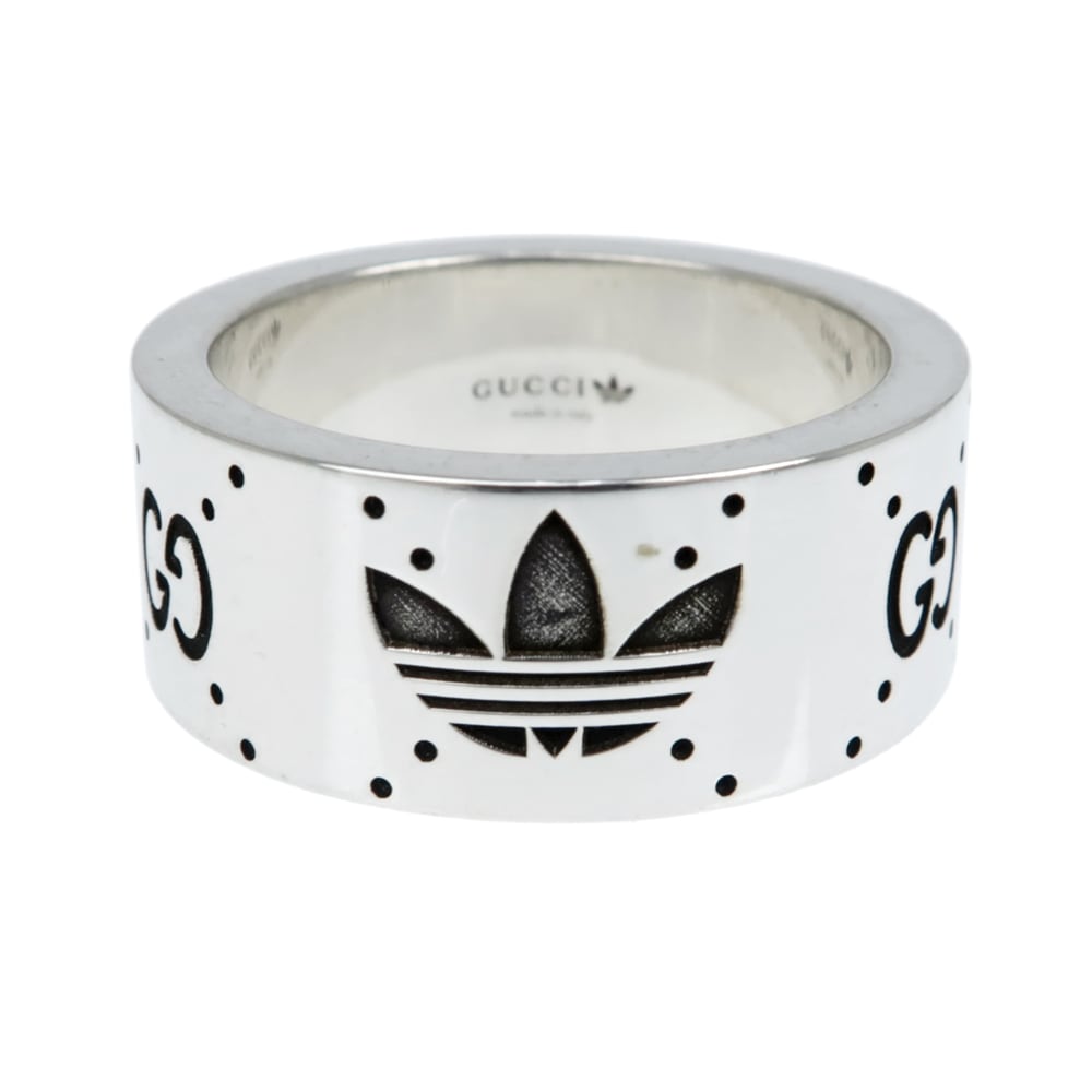 タカハシ[希少]GUCCI アディダスロゴ シルバーリング 研磨済】 GUCCI × Adidas シルバー リング 8.5号 Ag925 指輪