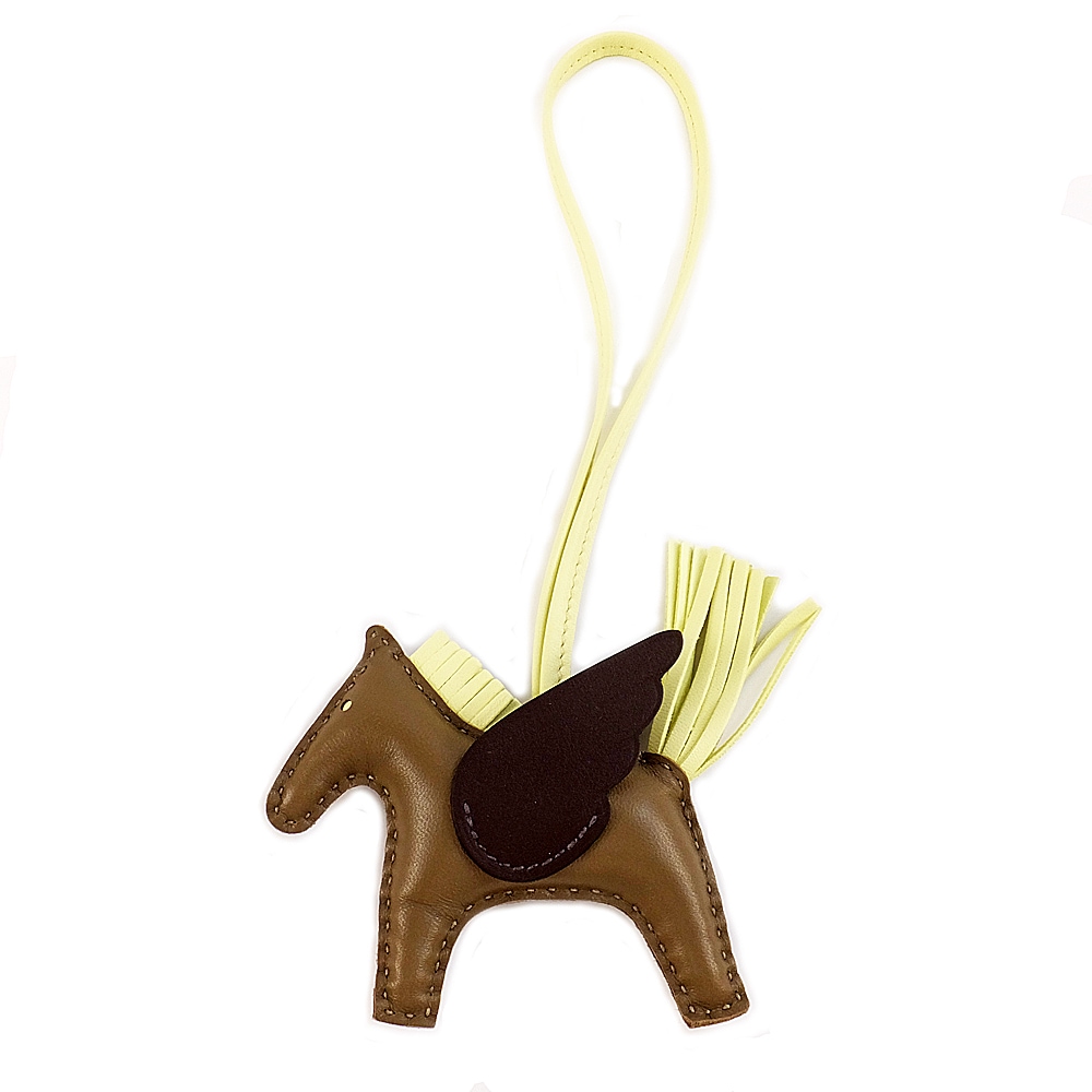 【天白】【セール】【HERMES】エルメス ペガサスPM エトゥープ ルージュセリエ ジョーヌミルトン アニョーミロ バッグチャーム 馬モチーフ B刻印 2023年頃製造 小物【中古】