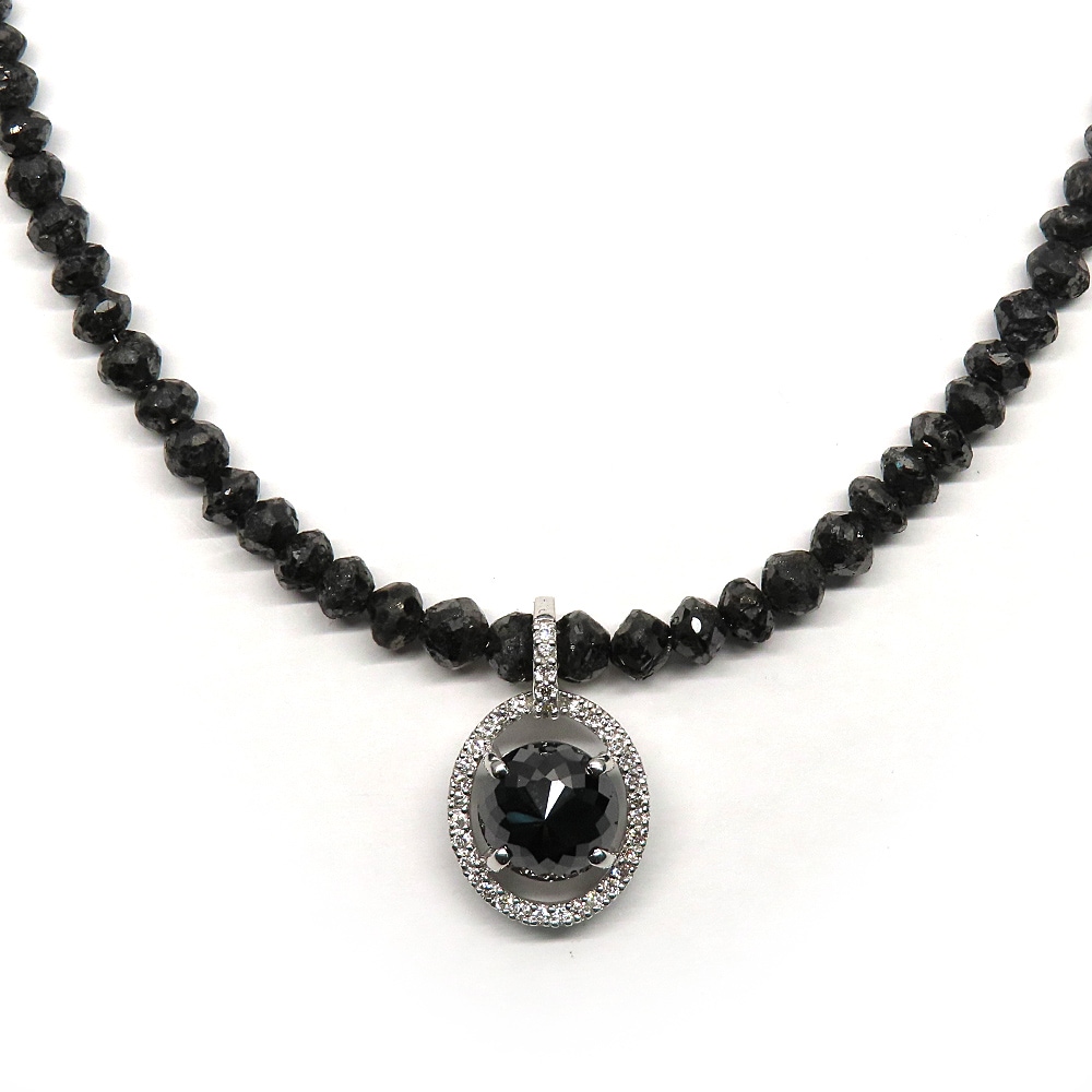 計21ct！K18WG ブラックダイヤモンドクロス＆チェーンネックレス 18金