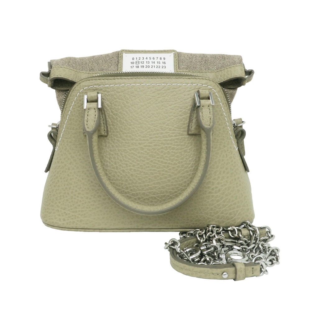 美品 メゾン マルジェラ 5AC マイクロ 2WAY レザー カーキ 1266 ショルダーバッグ【中古】Maison Margiela 名東】【MAISON MARGIELA】メゾンマルジェラ 5ACマイクロバッグ