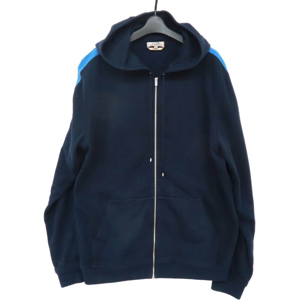 エルメス サイドライン ジップアップパーカー ネイビー サイズM 名古屋】【HERMES】エルメス フーテッドジップアップ パーカー XL