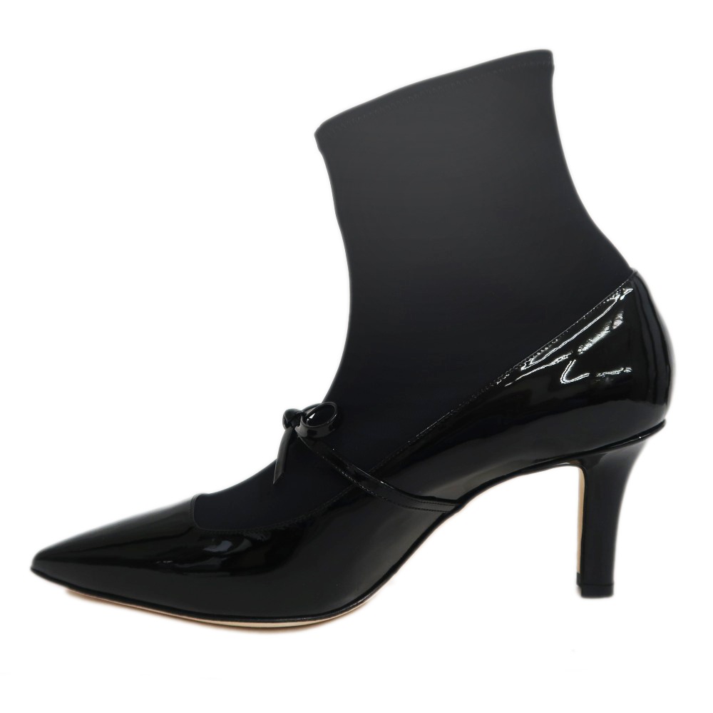 Manolo Blahnik ブラック エナメル パンプスsize38