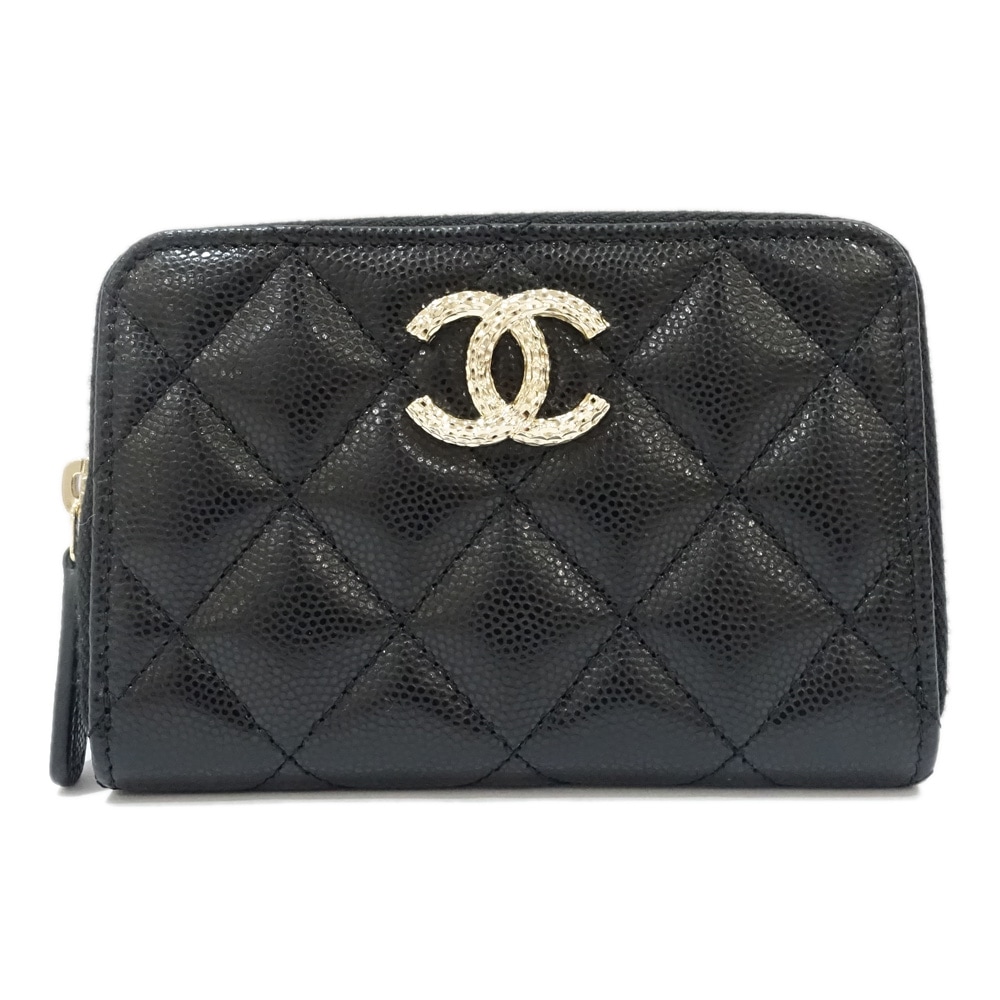 栄】【CHANEL】シャネル コンパクトジップ マトラッセ グレ