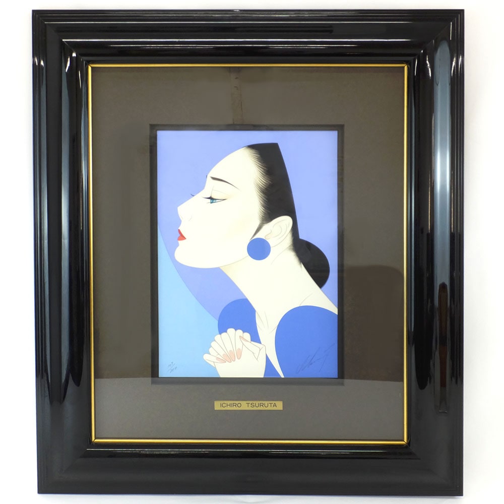 天白】【OTHER】鶴田一郎 ディスティネイション ブルー 絵画 女性