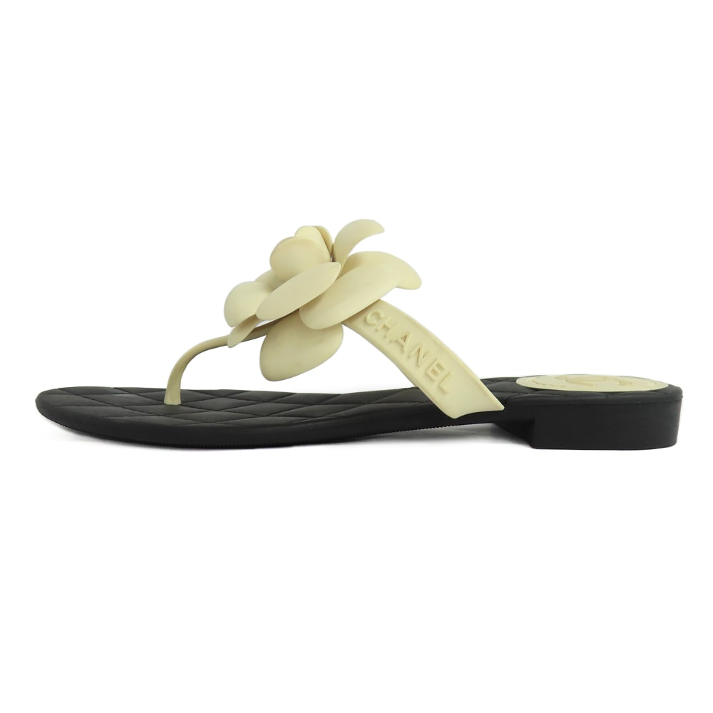 名古屋】【CHANEL】シャネル カメリア ビーチサンダル フラットヒール  