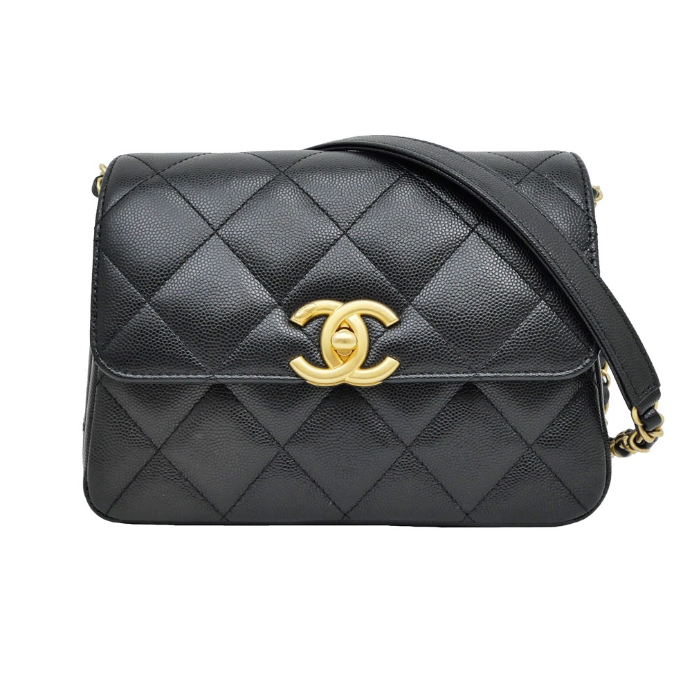 名東】【CHANEL】シャネル ミニフラップバッグ キャビアスキン