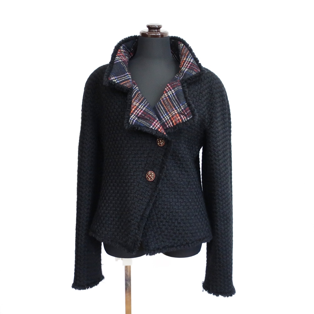 天白】【CHANEL】シャネル グリポワ ツイード ジャケット ブラック