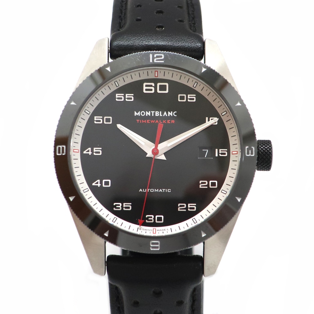 【天白】【MONTBLANC】モンブラン 116061 タイムウォーカー SS セラミック 黒文字盤 レザー 箱 自動巻 メンズ 腕時計【中古】