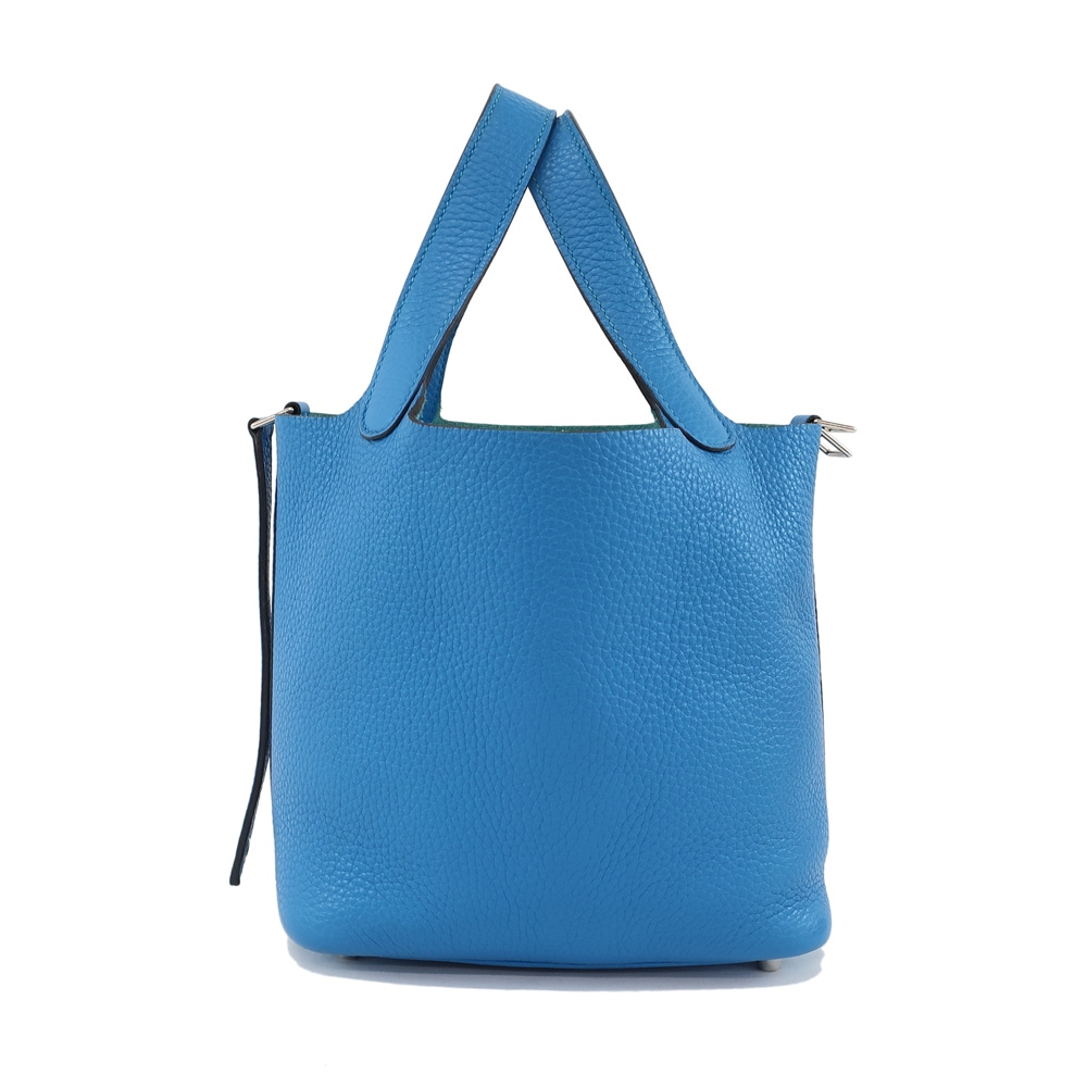 【天白】【HERMES】エルメス ピコタンロックPM ブルーザンジバル 青系 トリヨン A刻印 2017年頃製 シルバー金具 ハンドバッグ レディース【中古】