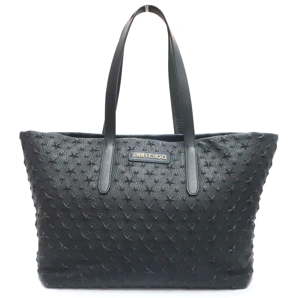 【栄】【JIMMY CHOO】ジミーチュウ ピムリコ トートバッグ スターエンボス レザー ブラック ゴールド金具 レディース 女性 鞄 本体のみ【中古】