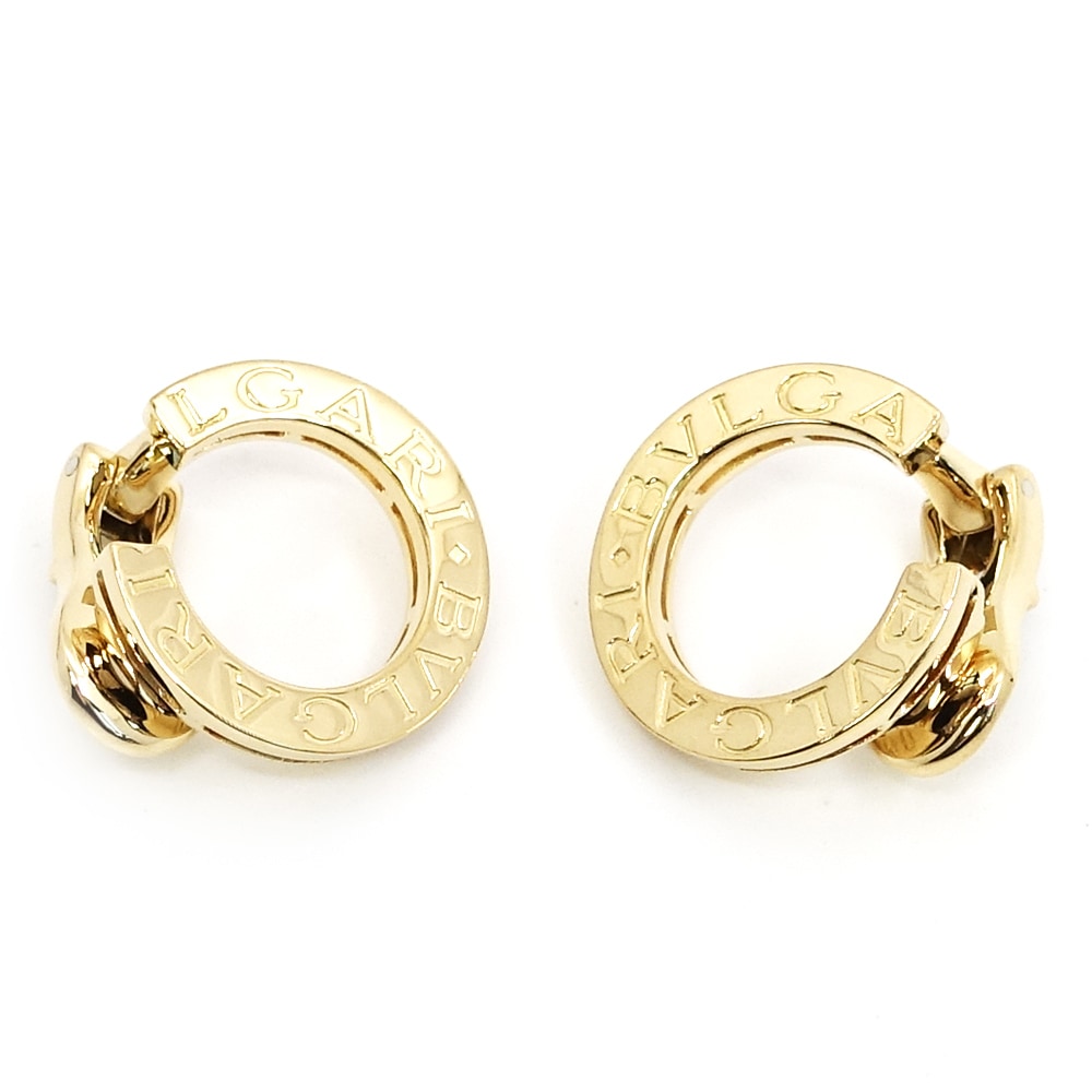 【栄】【BVLGARI】ブルガリ K18YG ブルガリブルガリ サークル イヤリング 750YG ジュエリー 地金 ロゴ【仕上げ済】【中古】