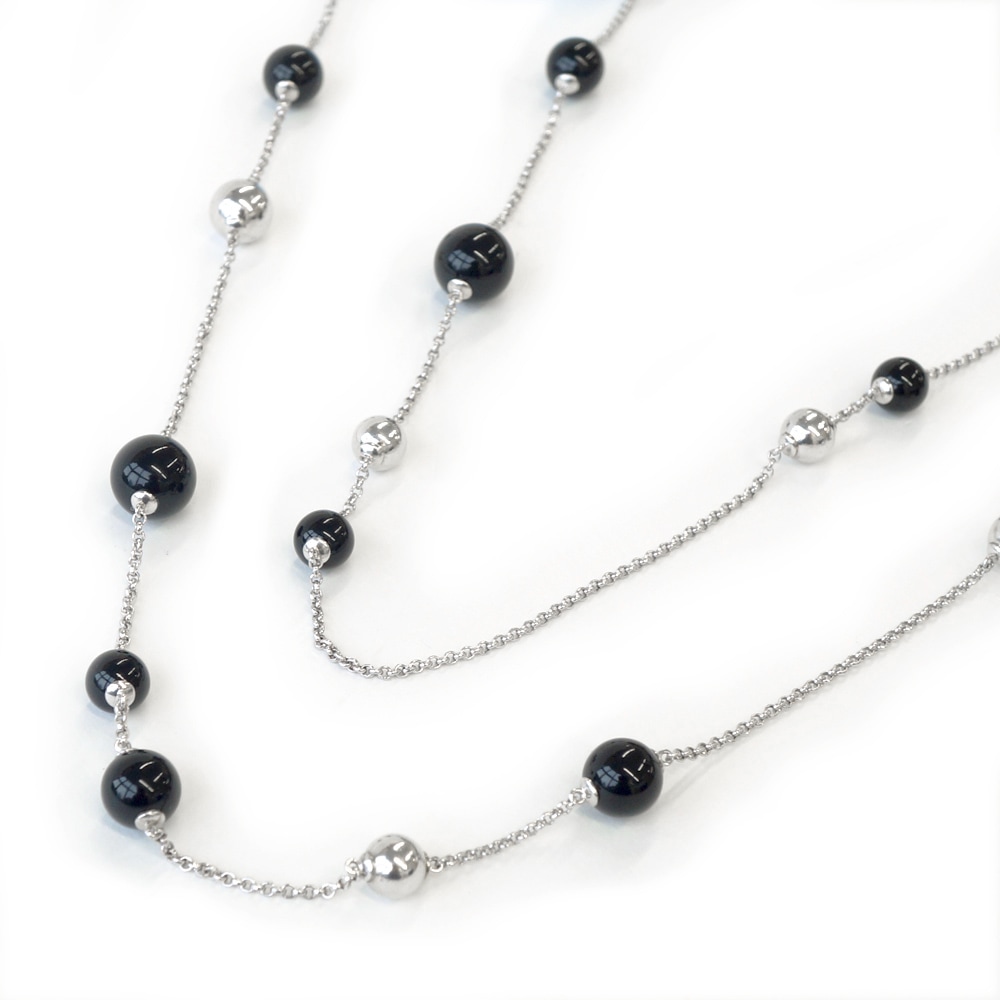 【栄】【セール】【GEORG JENSEN】ジョージジェンセン オニキス ネックレス ブラック シルバー 約130cm 約55.4g SV925 ジュエリー その他 本体品のみ【中古】