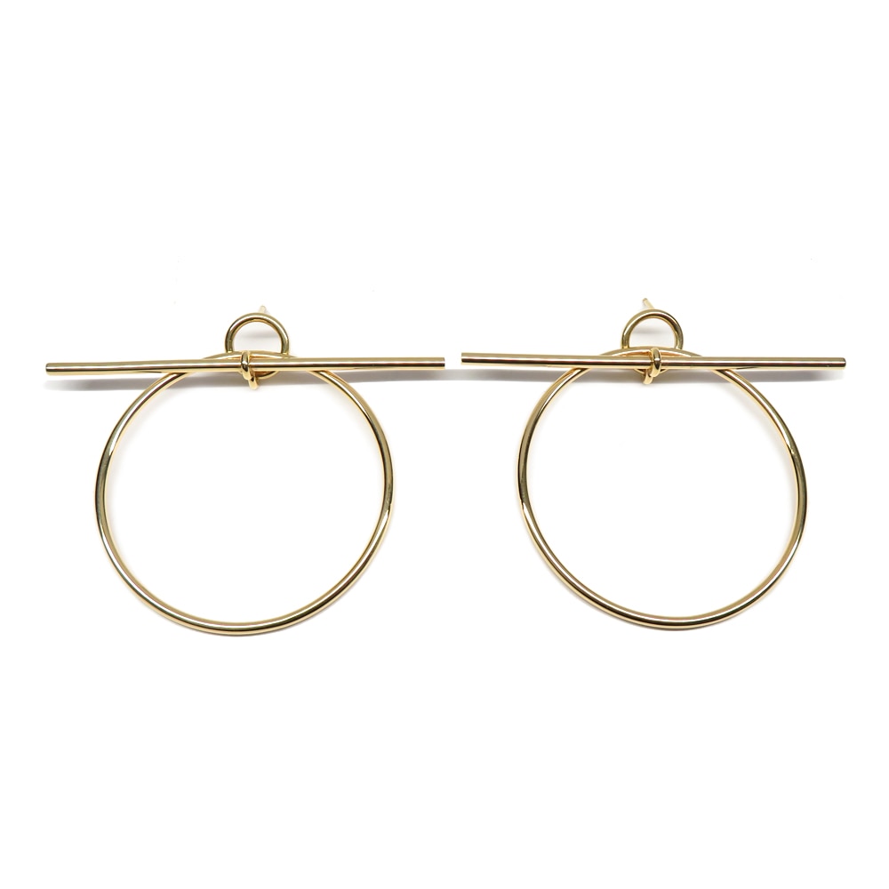 名古屋】【セール】【HERMES】エルメス ピアス ループ MM 一対 Au750