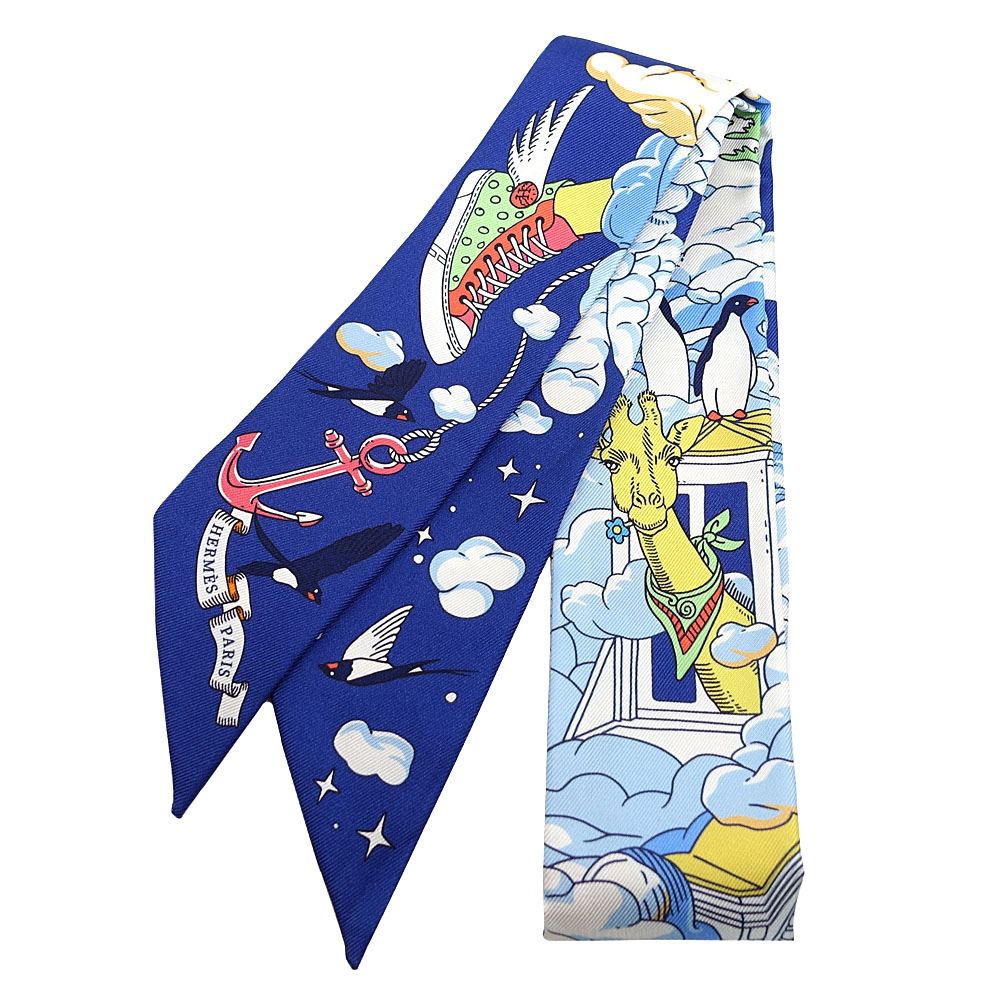 エルメス スカーフ ツイリー 空飛ぶカレ Carres Volants HERMES シルク