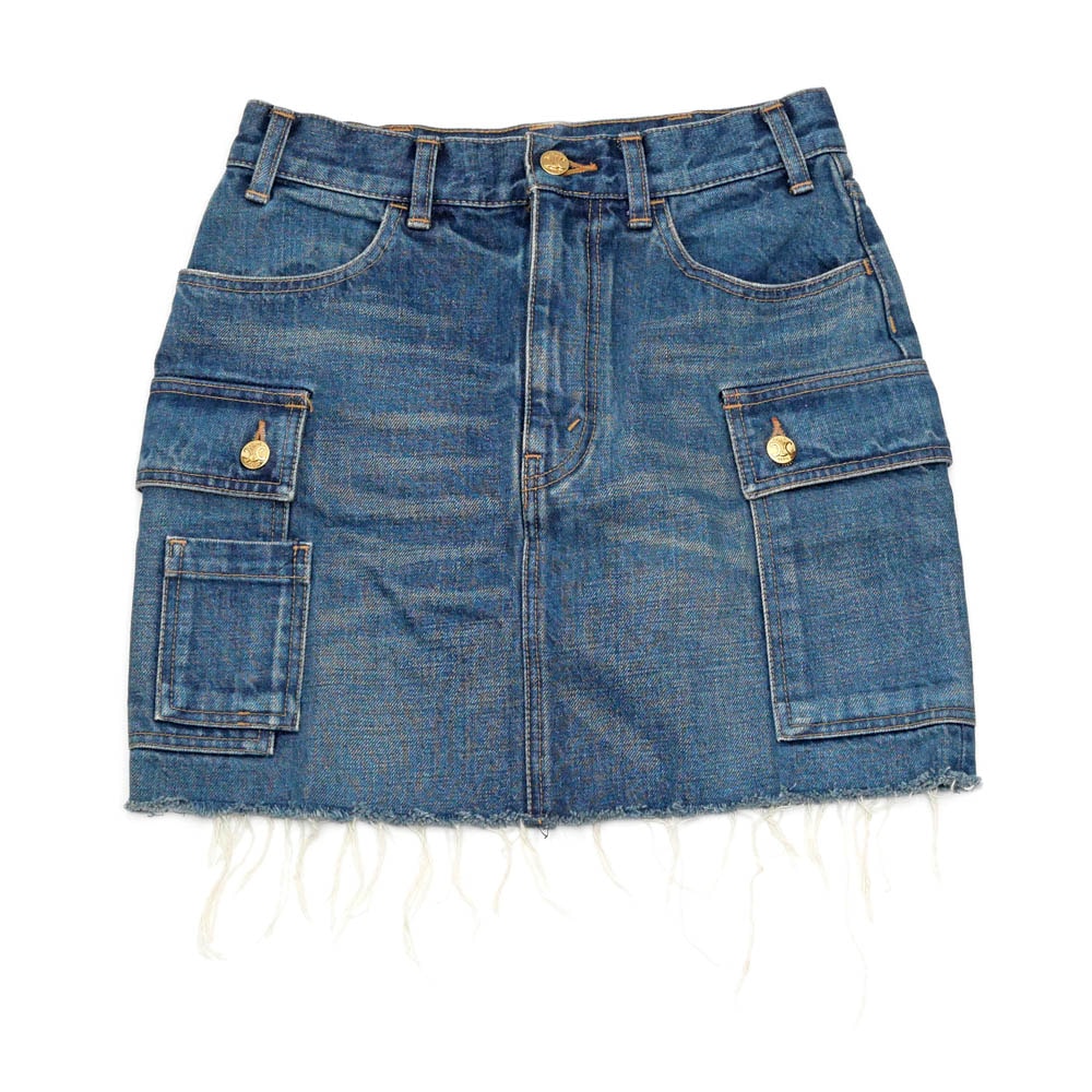 CELINE セリーヌ デニムカーゴスカート 名東】【CELINE】セリーヌ カーゴ デニムミニスカート 26サイズ ブルー