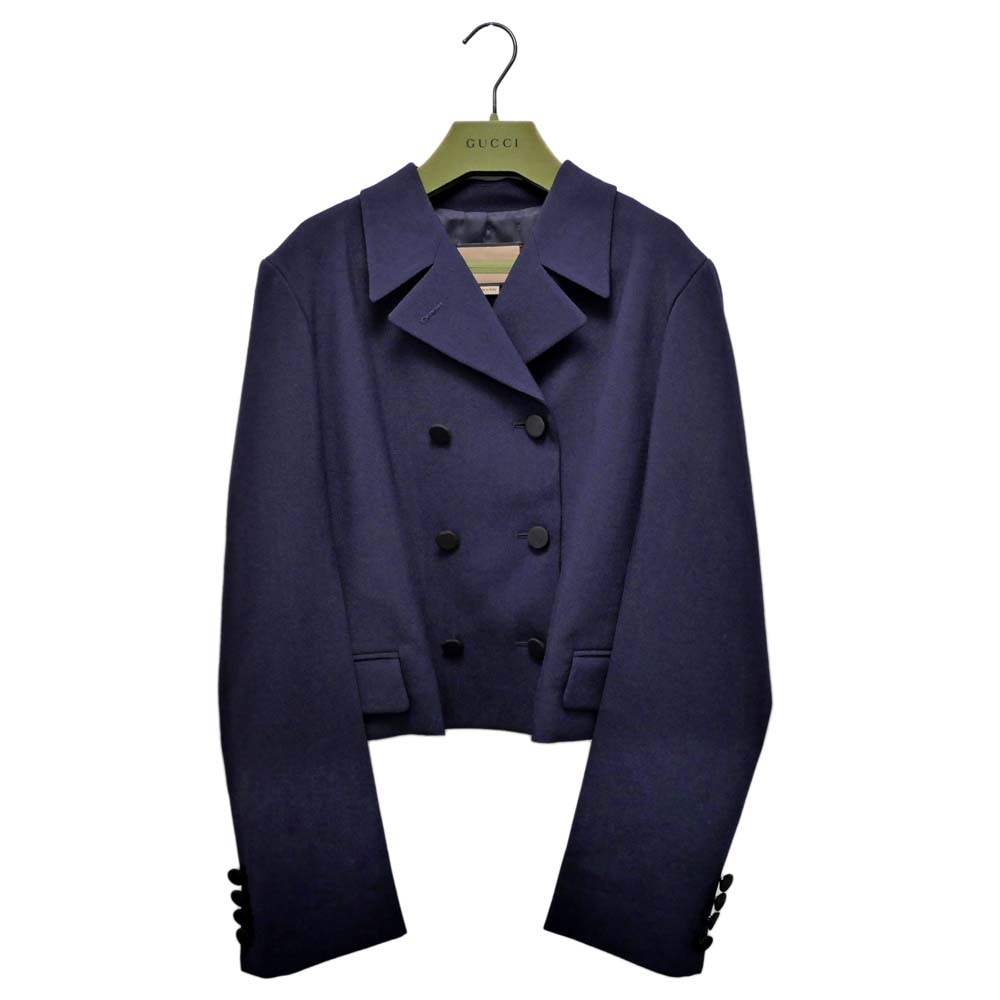 名東】【GUCCI】グッチ テーラードジャケット 42サイズ ネイビー