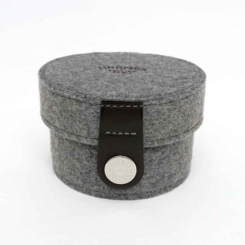 名東】【HERMES】エルメス シュガーボックス グレー オレンジ フェルト