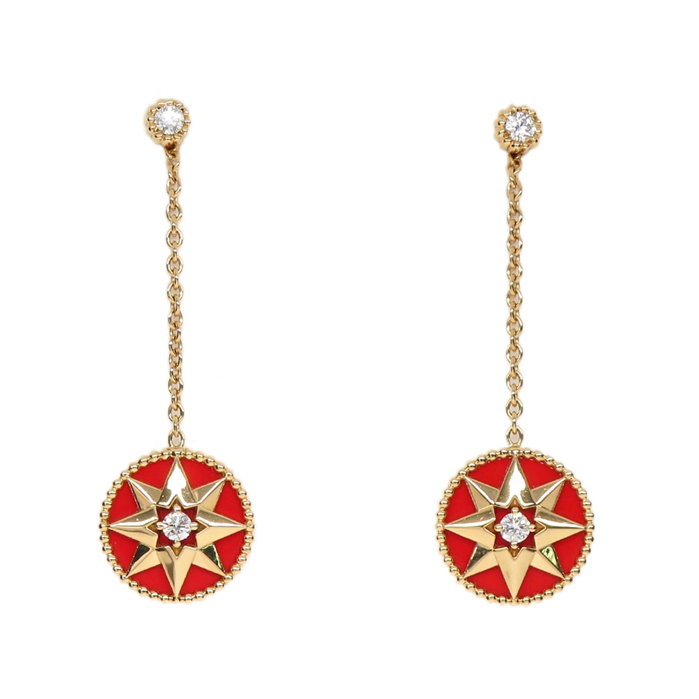 名古屋】【DIOR】ディオール ピアス ローズデヴァン ダイヤモンド 一対