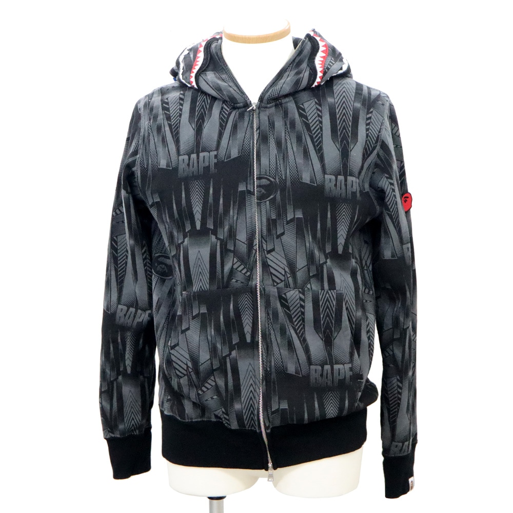 【名古屋】【A BATHING APE】ア ベイシング エイプ ジップアップパーカー スピードレーサーシャーク 001ZPJ301005M ブラック Mサイズ メンズアパレル 男【中古】