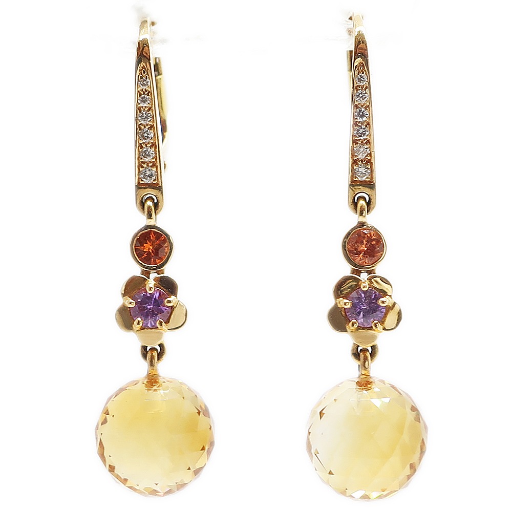 天白】【CHANEL】シャネル マドモアゼル ピアス 750YG フラワー